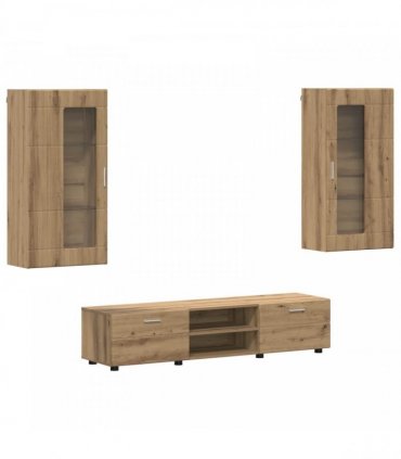 vidaXL TV Cabinet Set FLORIN 3 pcs 150 x 39 x 30 cm Artisan Oak