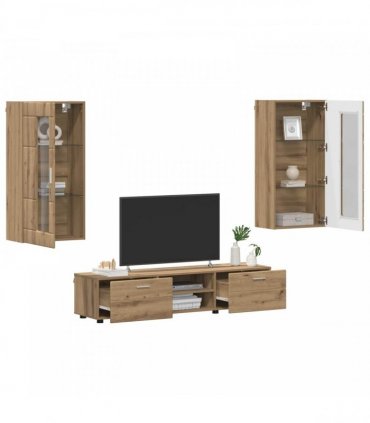 vidaXL TV Cabinet Set FLORIN 3 pcs 150 x 39 x 30 cm Artisan Oak