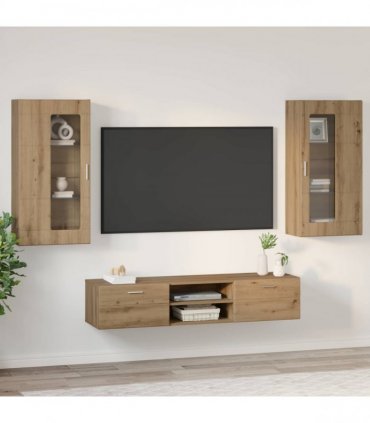 vidaXL TV Cabinet Set FLORIN 3 pcs 150 x 39 x 30 cm Artisan Oak