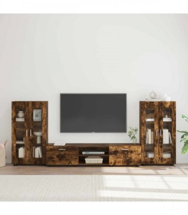 vidaXL TV Cabinet Set FLORIN 3 pcs 150 x 39 x 30 cm Smoked Oak