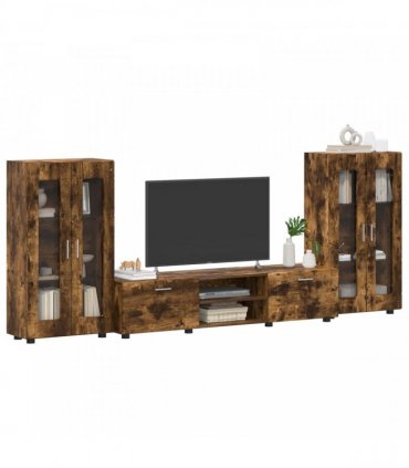 vidaXL TV Cabinet Set FLORIN 3 pcs 150 x 39 x 30 cm Smoked Oak