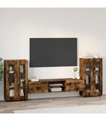 vidaXL TV Cabinet Set FLORIN 3 pcs 150 x 39 x 30 cm Smoked Oak