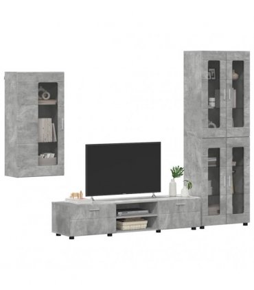 vidaXL TV Cabinet Set FLORIN 3 pcs 150 x 39 x 30 cm Concrete Grey
