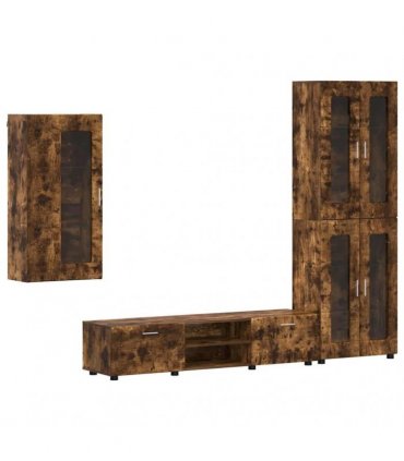 vidaXL TV Cabinet Set FLORIN 3 pcs 150 x 39 x 30 cm Smoked Oak