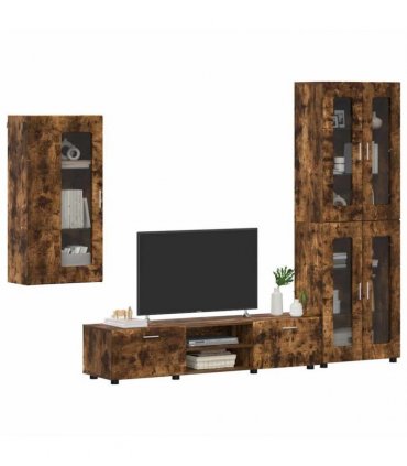 vidaXL TV Cabinet Set FLORIN 3 pcs 150 x 39 x 30 cm Smoked Oak
