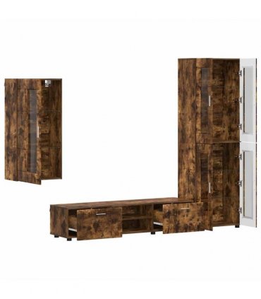 vidaXL TV Cabinet Set FLORIN 3 pcs 150 x 39 x 30 cm Smoked Oak
