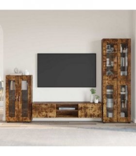 vidaXL TV Cabinet Set FLORIN 3 pcs 150 x 39 x 30 cm Smoked Oak