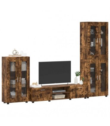 vidaXL TV Cabinet Set FLORIN 3 pcs 150 x 39 x 30 cm Smoked Oak