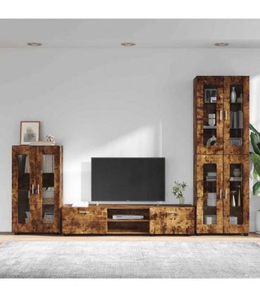 vidaXL TV Cabinet Set FLORIN 3 pcs 150 x 39 x 30 cm Smoked Oak