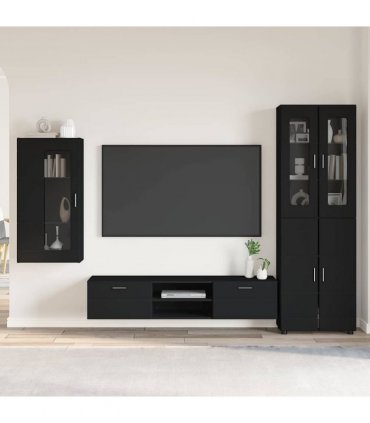 vidaXL TV Cabinet Set FLORIN 3 pcs 150 x 39 x 30 cm Black