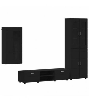 vidaXL TV Cabinet Set FLORIN 3 pcs 150 x 39 x 30 cm Black