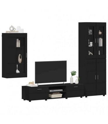 vidaXL TV Cabinet Set FLORIN 3 pcs 150 x 39 x 30 cm Black