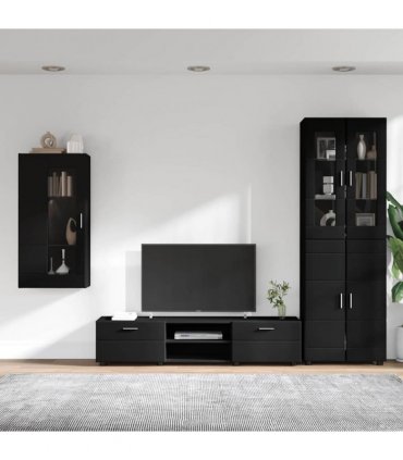 vidaXL TV Cabinet Set FLORIN 3 pcs 150 x 39 x 30 cm Black