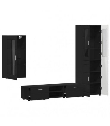 vidaXL TV Cabinet Set FLORIN 3 pcs 150 x 39 x 30 cm Black