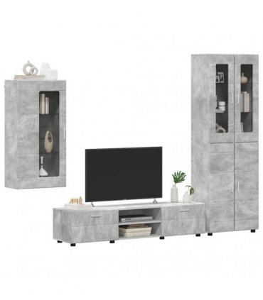 vidaXL TV Cabinet Set FLORIN 3 pcs 150 x 39 x 30 cm Concrete Grey