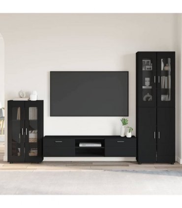 vidaXL TV Cabinet Set FLORIN 3 pcs 150 x 39 x 30 cm Black