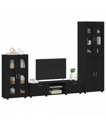 vidaXL TV Cabinet Set FLORIN 3 pcs 150 x 39 x 30 cm Black