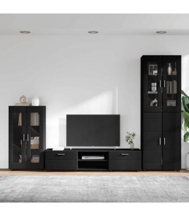 vidaXL TV Cabinet Set FLORIN 3 pcs 150 x 39 x 30 cm Black