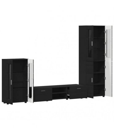 vidaXL TV Cabinet Set FLORIN 3 pcs 150 x 39 x 30 cm Black