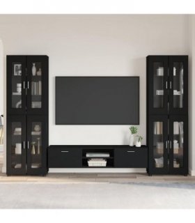 vidaXL TV Cabinet Set FLORIN 3 pcs 150 x 39 x 30 cm Black
