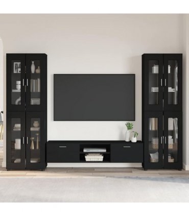 vidaXL TV Cabinet Set FLORIN 3 pcs 150 x 39 x 30 cm Black