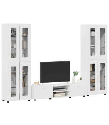 vidaXL TV Cabinet Set FLORIN 3 pcs 150 x 39 x 30 cm High Gloss White