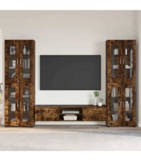 vidaXL TV Cabinet Set FLORIN 3 pcs 150 x 39 x 30 cm Smoked Oak