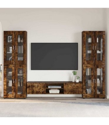 vidaXL TV Cabinet Set FLORIN 3 pcs 150 x 39 x 30 cm Smoked Oak