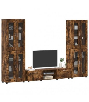 vidaXL TV Cabinet Set FLORIN 3 pcs 150 x 39 x 30 cm Smoked Oak