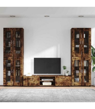 vidaXL TV Cabinet Set FLORIN 3 pcs 150 x 39 x 30 cm Smoked Oak