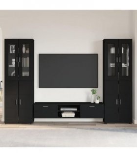 vidaXL TV Cabinet Set FLORIN 3 pcs 150 x 39 x 30 cm Black