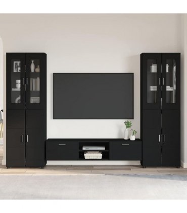 vidaXL TV Cabinet Set FLORIN 3 pcs 150 x 39 x 30 cm Black