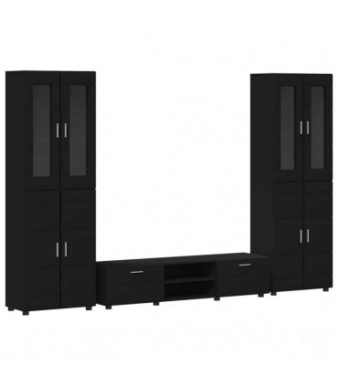 vidaXL TV Cabinet Set FLORIN 3 pcs 150 x 39 x 30 cm Black
