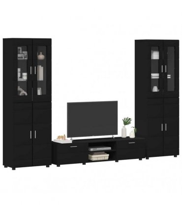 vidaXL TV Cabinet Set FLORIN 3 pcs 150 x 39 x 30 cm Black
