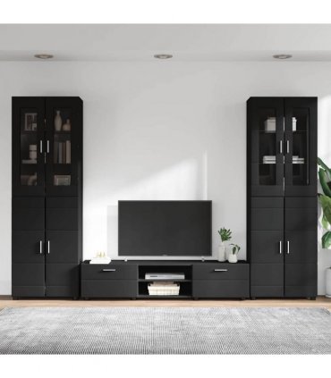 vidaXL TV Cabinet Set FLORIN 3 pcs 150 x 39 x 30 cm Black