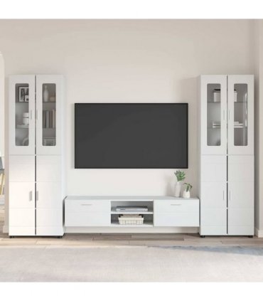 vidaXL TV Cabinet Set FLORIN 3 pcs 150 x 39 x 30 cm High Gloss White