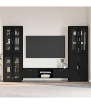 vidaXL TV Cabinet Set FLORIN 3 pcs 150 x 39 x 30 cm Black