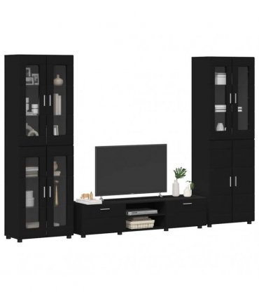 vidaXL TV Cabinet Set FLORIN 3 pcs 150 x 39 x 30 cm Black