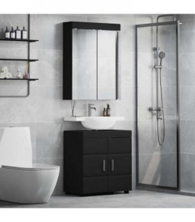 vidaXL Bathroom Furniture Set TULUM 2 pcs Black 60 x 34 x 63 cm