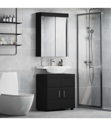 vidaXL Bathroom Furniture Set TULUM 2 pcs Black 60 x 34 x 63 cm