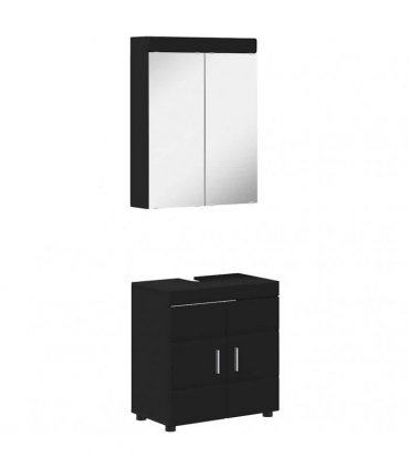 vidaXL Bathroom Furniture Set TULUM 2 pcs Black 60 x 34 x 63 cm