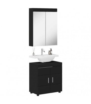 vidaXL Bathroom Furniture Set TULUM 2 pcs Black 60 x 34 x 63 cm