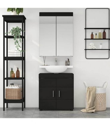 vidaXL Bathroom Furniture Set TULUM 2 pcs Black 60 x 34 x 63 cm