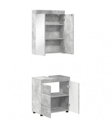 vidaXL Bathroom Furniture Set TULUM 2 pcs Concrete Grey