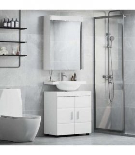 vidaXL Bathroom Furniture Set TULUM 2 pcs High Gloss White