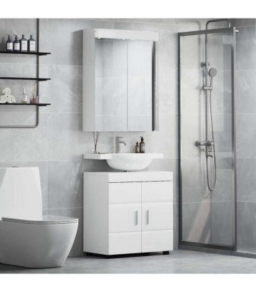 vidaXL Bathroom Furniture Set TULUM 2 pcs High Gloss White