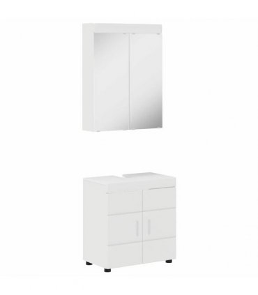 vidaXL Bathroom Furniture Set TULUM 2 pcs High Gloss White