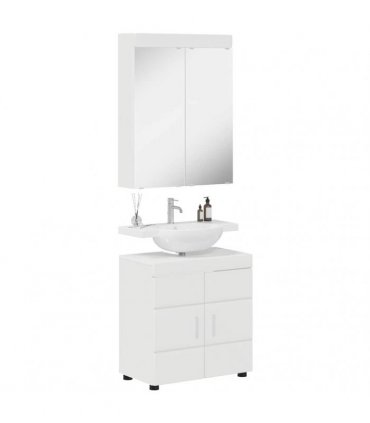 vidaXL Bathroom Furniture Set TULUM 2 pcs High Gloss White