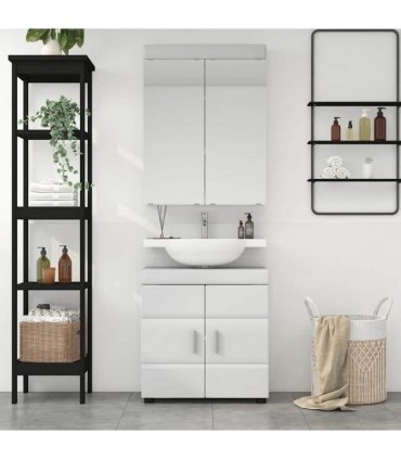 vidaXL Bathroom Furniture Set TULUM 2 pcs High Gloss White
