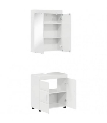 vidaXL Bathroom Furniture Set TULUM 2 pcs High Gloss White